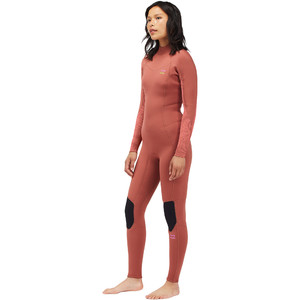2022 Billabong Dames Synergy 4/3mm Rug Ritssluiting Wetsuit C44G52 - Red Clay